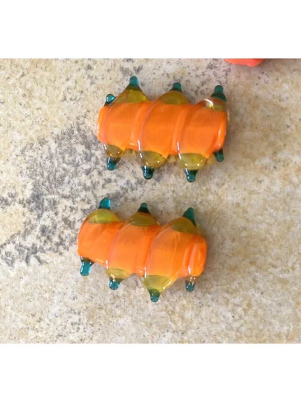 Bead Lot Handblown Glass /Spacers /1940s Beads/Coral/Turquoise Bead (VB2)